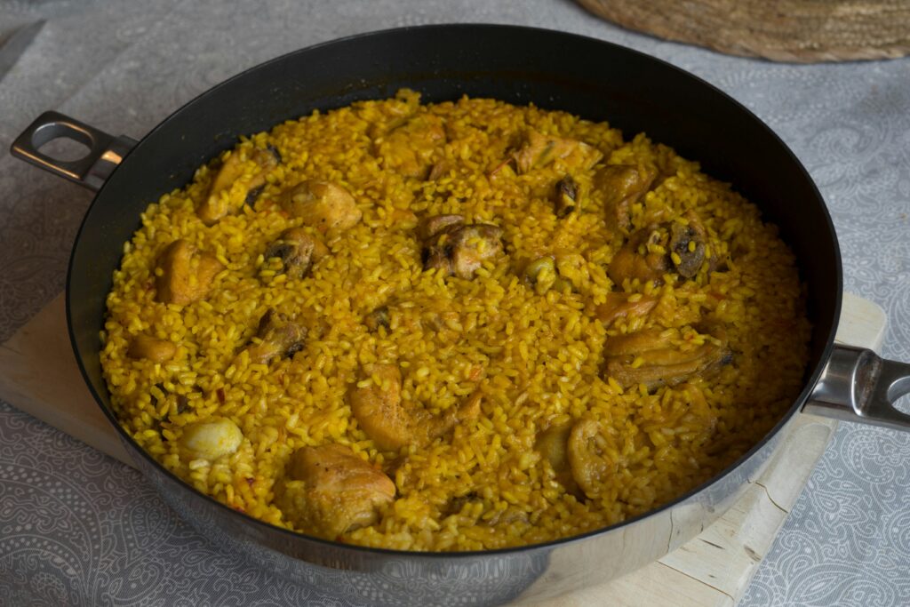 Paella Valenciana with chicken, rabbit and vegetable